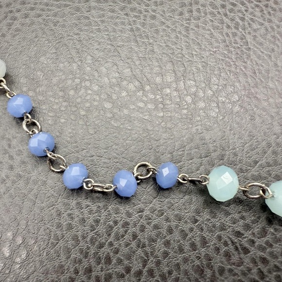 Premier Designs Necklace Faceted Beads Multi Tone Blue Silver Tone 30 Inch - Picture 5 of 11
